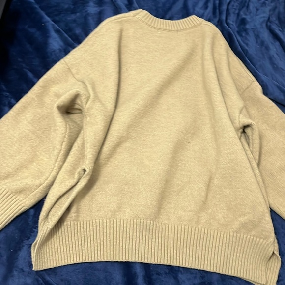 LASSONG Korea Loose Fit Oversized Sweater Wool Beige Sweater - Picture 5 of 5